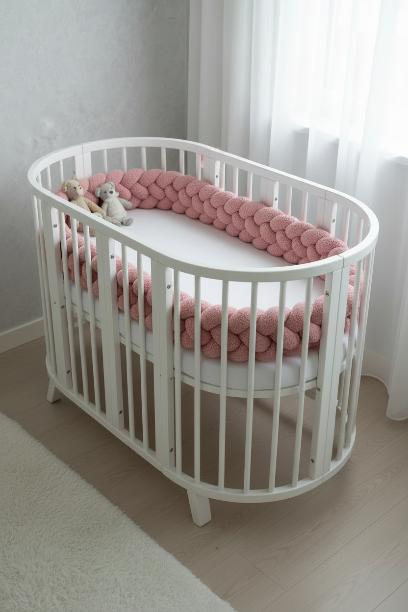 SOVFLÄTA SPJÄLSKYDD FYRFLÄTAD LJUS GAMMELROSA TEDDY