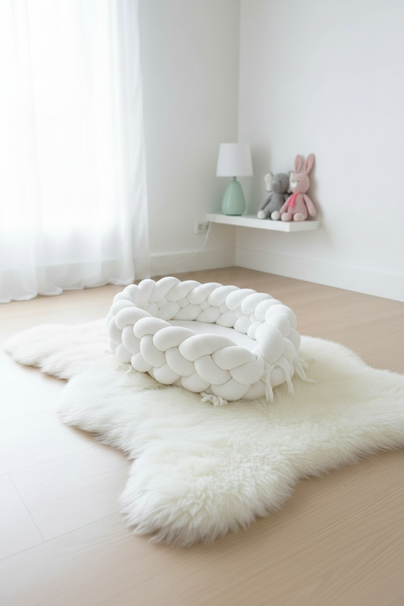 BABYNEST FYRFLÄTA VIT SLÄT SAMMET