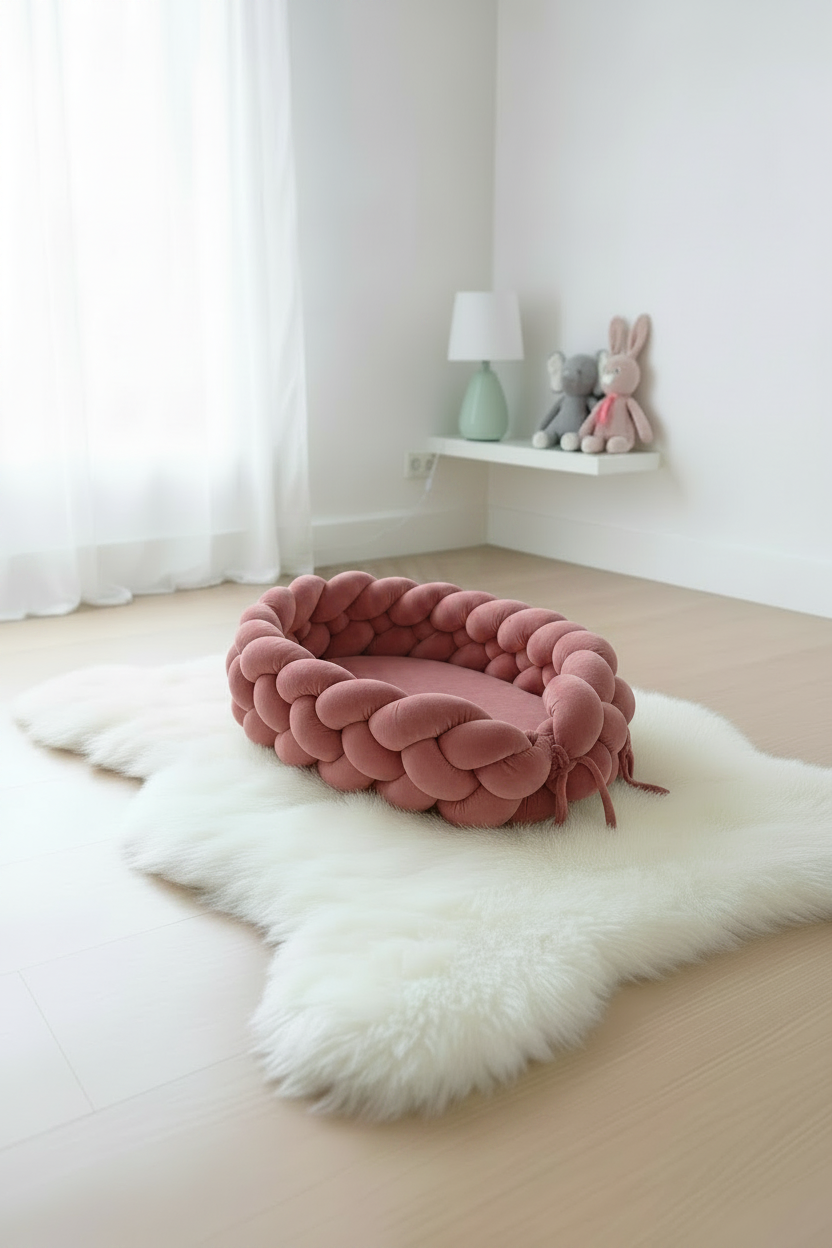 BABYNEST FYRFLÄTA LJUS GAMMELROSA SLÄT SAMMET