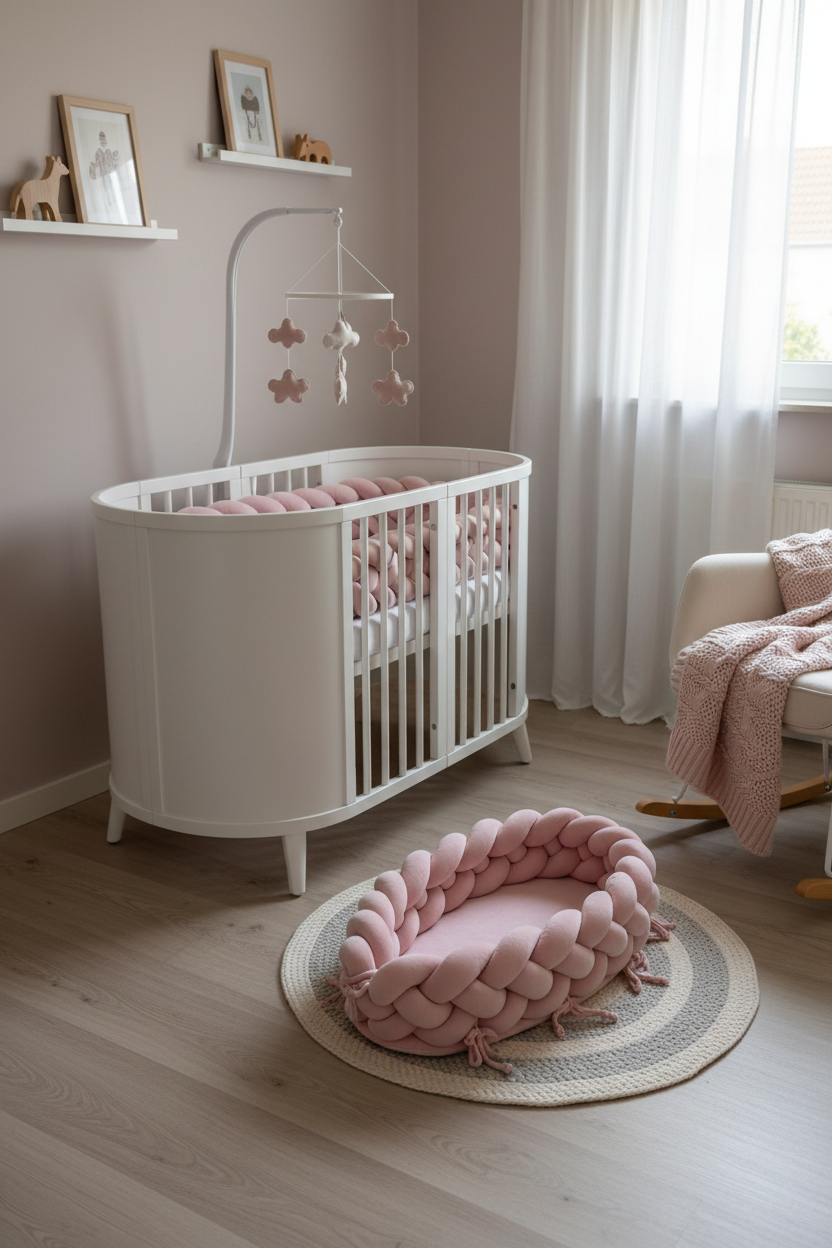 BABYNEST FYRFLÄTA LJUSROSA SLÄT SAMMET