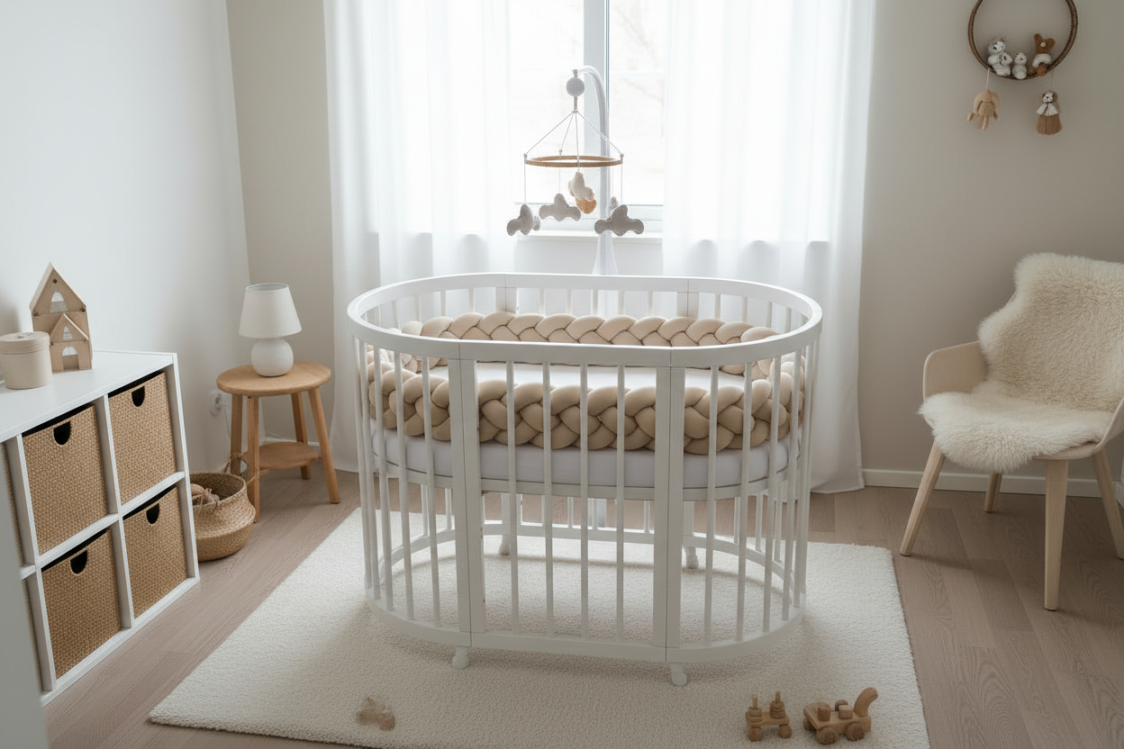 SOVFLÄTA SPJÄLSKYDD FYRFLÄTAD LJUSBEIGE SLÄT SAMMET