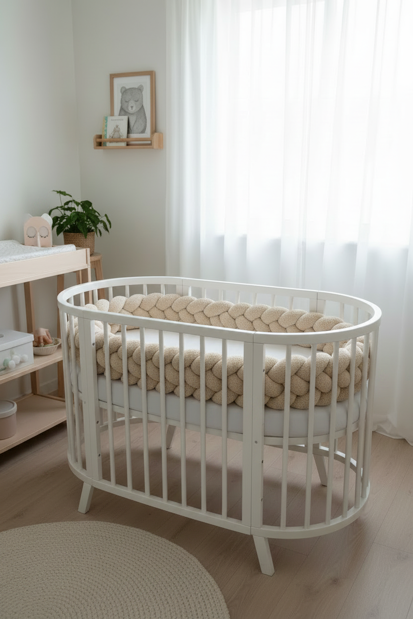 SOVFLÄTA SPJÄLSKYDD FYRFLÄTAD LJUSBEIGE TEDDY