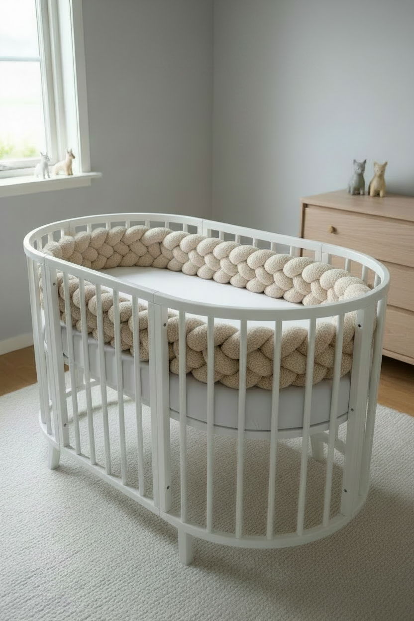 SOVFLÄTA SPJÄLSKYDD FYRFLÄTAD LJUSBEIGE TEDDY