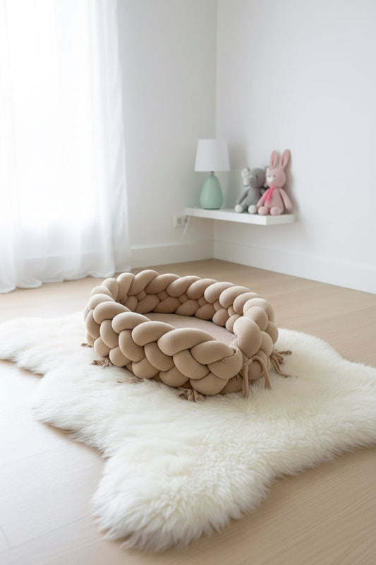 BABYNEST FYRFLÄTA LJUSBEIGE SLÄT SAMMET