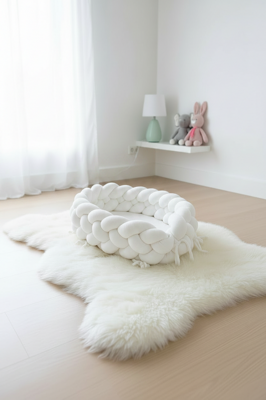 BABYNEST FYRFLÄTA VIT SLÄT SAMMET