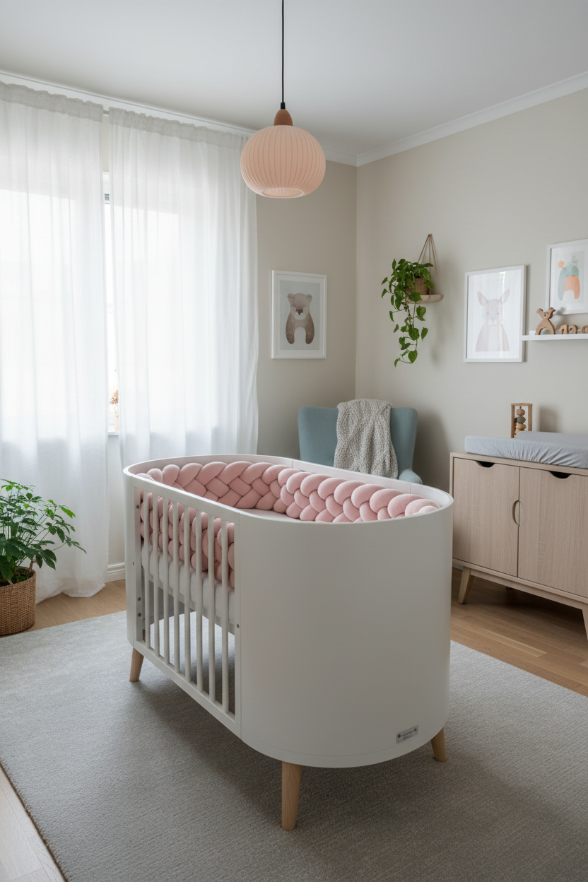 SOVFLÄTA SPJÄLSKYDD FYRFLÄTAD LJUSROSA SLÄT SAMMET
